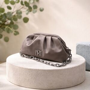 NWT Badgley Mischka  Taupe Color Designer Clutch Detachable Strap